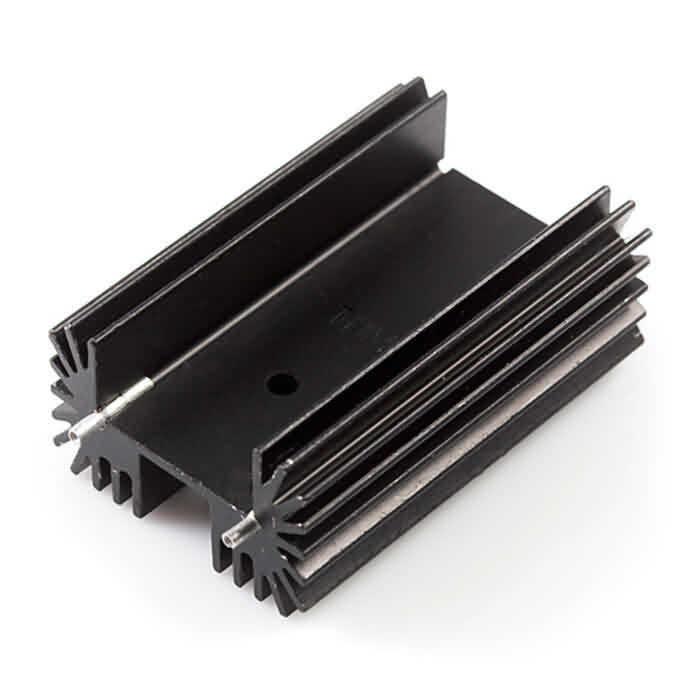 High Power Extruded Heat Sink with Large Radial Fins and Straight Pins