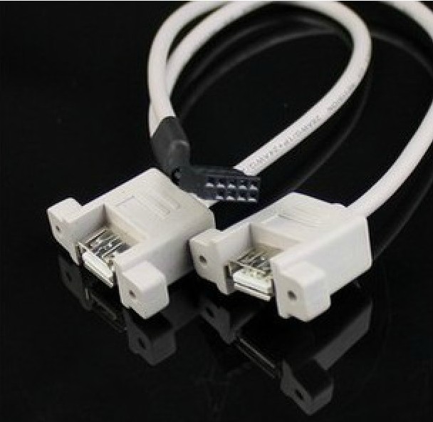 USB 2.0 Panel-Mount A to 10-pin Socket