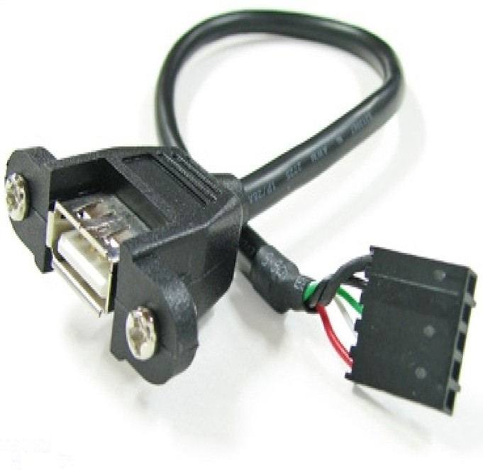 USB 2.0 Panel-Mount A to 5-pin Socket