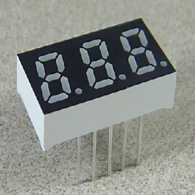  7 Segment - Three Digit - Height by 0.50 inch with Different Color Emitting